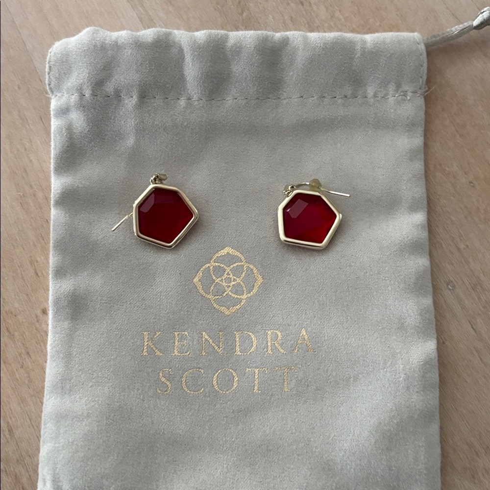 Kendra Scott Gold and Red Geometric Earrings